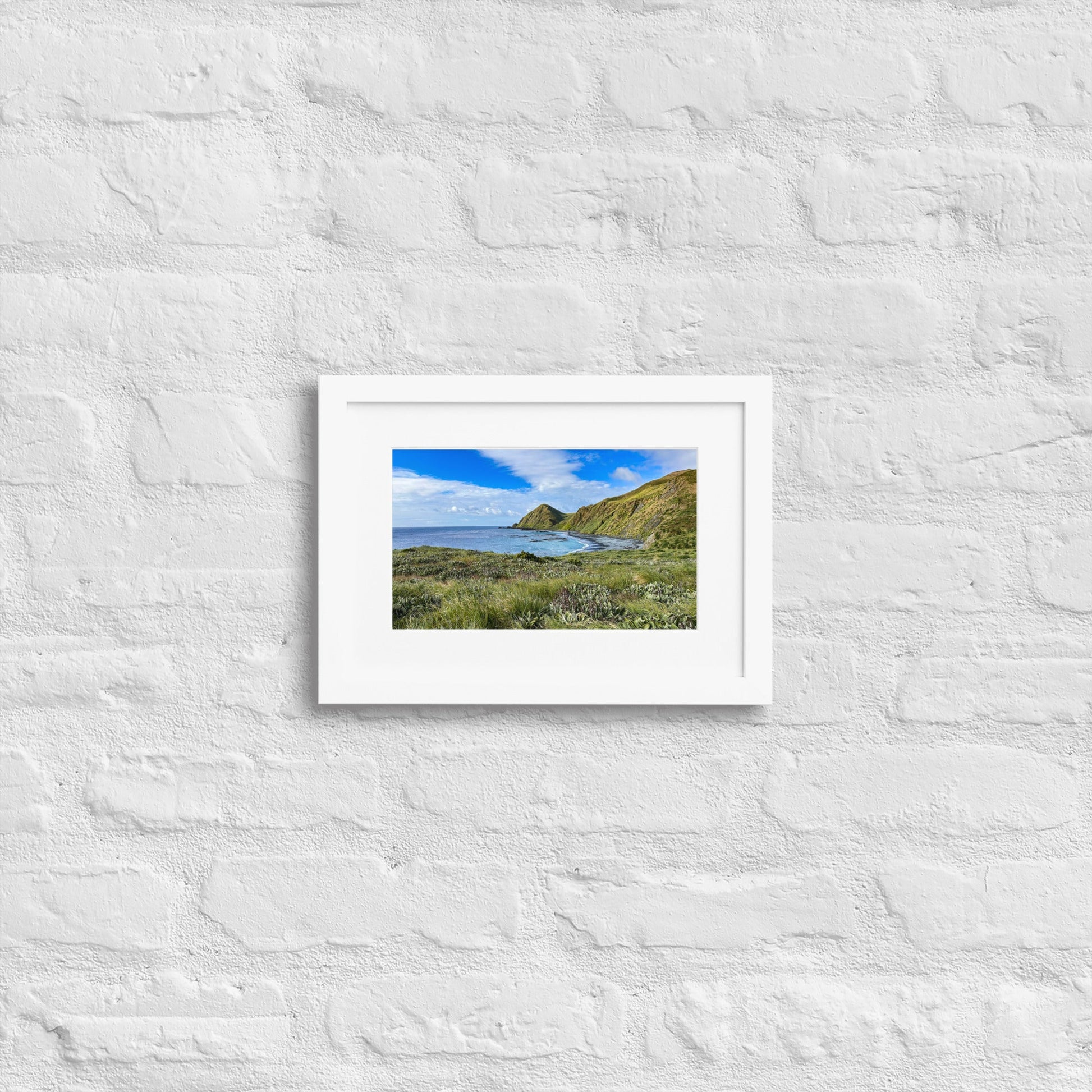 Sandy Bay in Sunshine - Matte Paper Framed Poster With Mat - Jamie Van Jones#Nature#