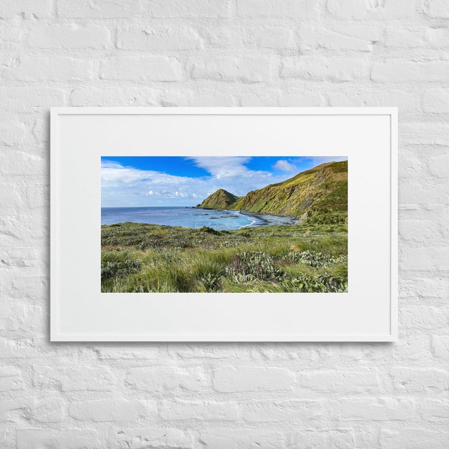 Sandy Bay in Sunshine - Matte Paper Framed Poster With Mat - Jamie Van Jones#Nature#