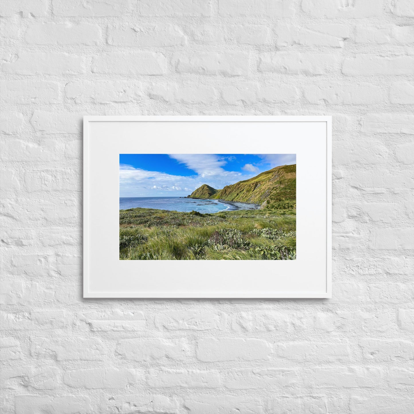 Sandy Bay in Sunshine - Matte Paper Framed Poster With Mat - Jamie Van Jones#Nature#