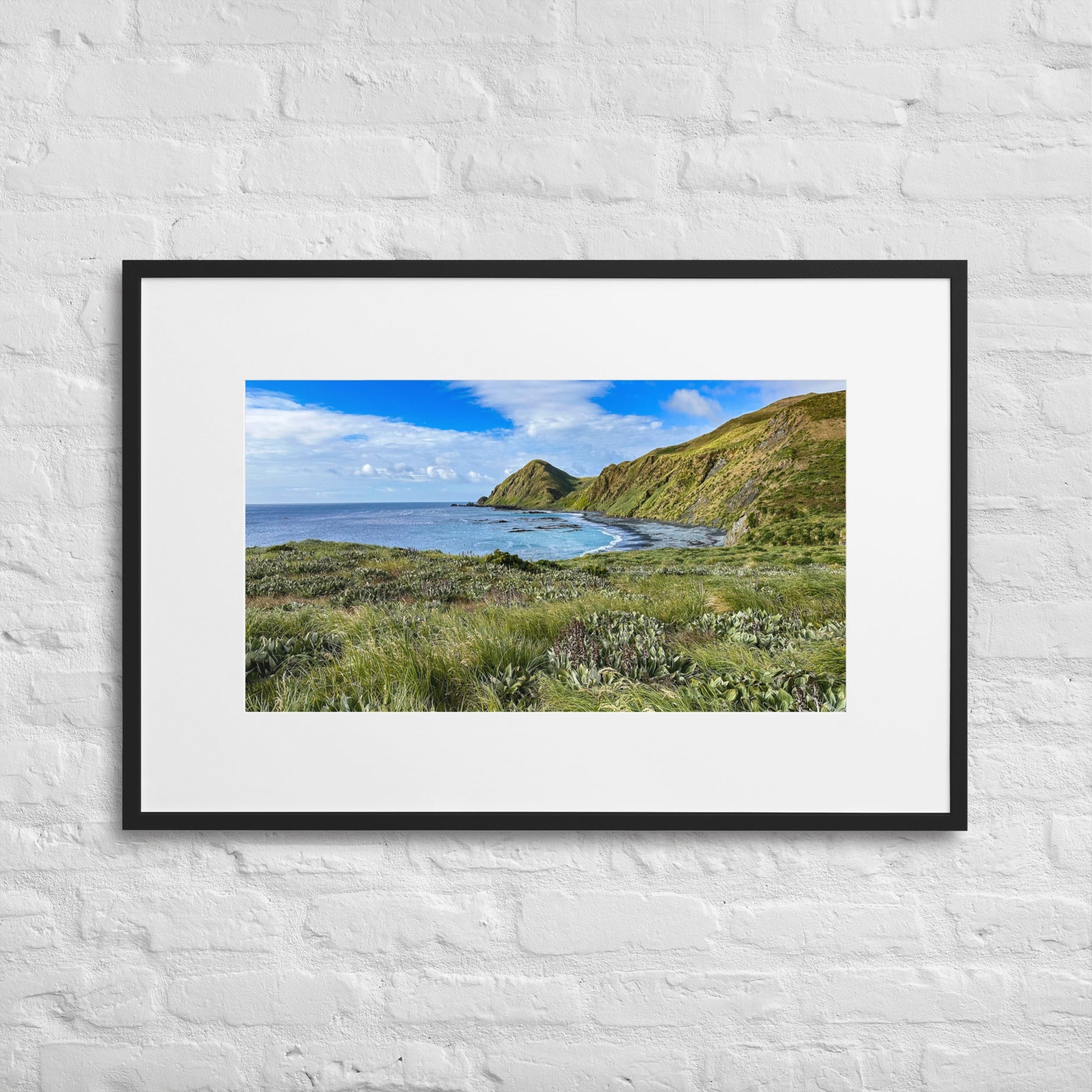 Sandy Bay in Sunshine - Matte Paper Framed Poster With Mat - Jamie Van Jones#Nature#